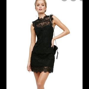 Free People Lace Daydream Bodycon Slip Dress Black